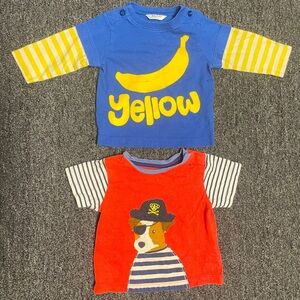 Baby Boden Long & Short Sleeve Tee Shirt Lot Size 3-6 Months
